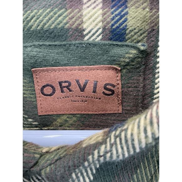 Orvis Heavyweight Flannel Shirt Jacket Shacket Green Plaid Pockets Sz. XXL New - Picture 4 of 14